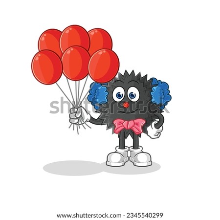 the sea urchin clown with balloons vector. cartoon character