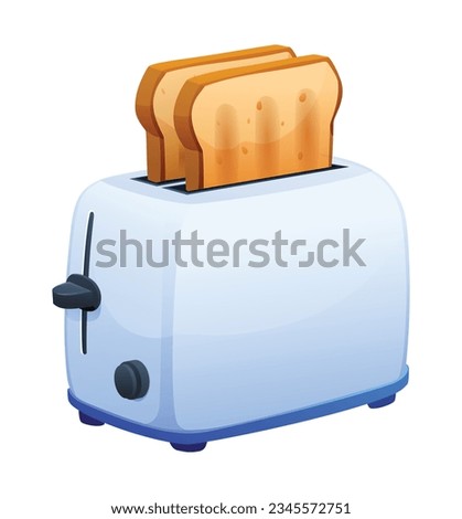 Toaster with two fried pieces of white bread vector cartoon illustration isolated on white background