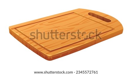Wooden cutting board. Kitchenware vector illustration isolated on white
