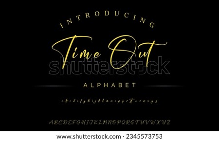 Time Out Signature Font Calligraphy Logotype Script Brush Font Type Font lettering handwritten Royalty-Free Stock Photo #2345573753