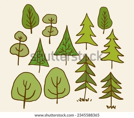 Set of abstract stylized trees. Natural illustration. tree ilustration