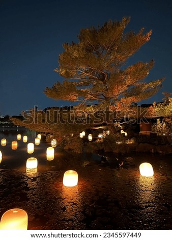 A picture of night lanterns in Japan