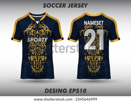 T-shirt sport design template for soccer jersey, football kit and tank top for basketball jersey. Sport uniform in front and back view. Mock up for sport club.