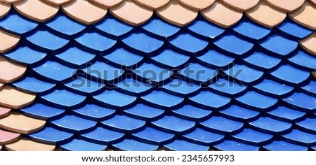 a photography of a blue and orange dragon scale pattern, a close up of a blue and orange dragon scale pattern.