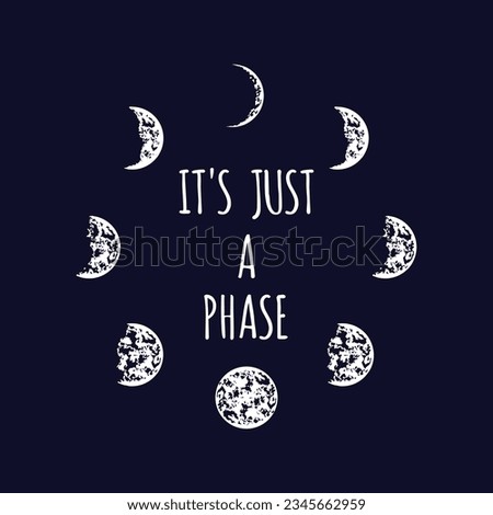 Lunar Emotions: Navigating life's phases with the Moon cycle design vector on a black background. Royalty-Free Stock Photo #2345662959