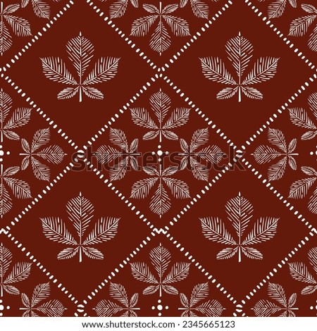 Modern Maple Leaves Fall and Autum leaves create from line  sketch with checkered seamless pattern , Design for fashion , fabric, textile, wallpaper , wrapping and all prints  Royalty-Free Stock Photo #2345665123
