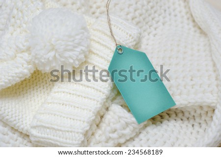 mint card on a white background knitted.