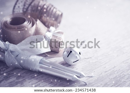 Christmas background with christmas decorations and candles