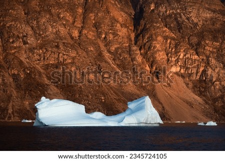 Red boulder and icebergs; Scoresby Sund, Greenland; Steep glacier; Scoresby Sund, Greenland; View from Rode Pi, Røde Ø; Scoresby Sund, Greenland; White berg, red cliffs; Scoresby Sund, Greenland