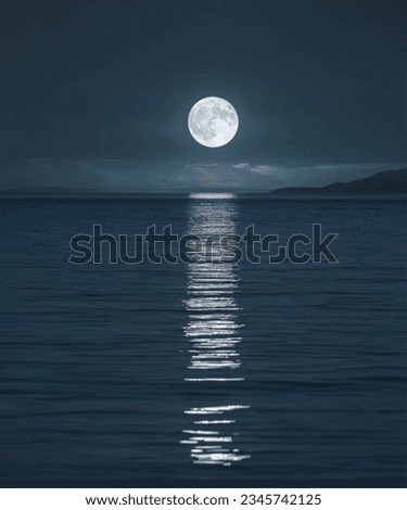 beautiful reflection of moonlight landscape Royalty-Free Stock Photo #2345742125