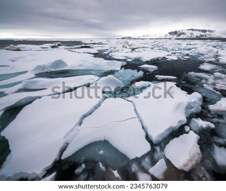 Pushing through pack ice; Spitzbergen; Striated glacier foot; Spitzbergen