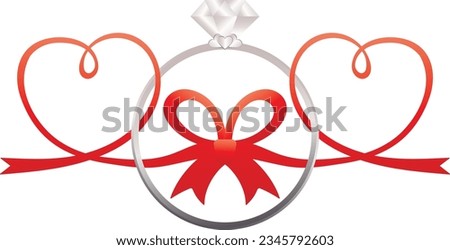 An illustration of love with a heart-shaped ribbon and ring intertwined