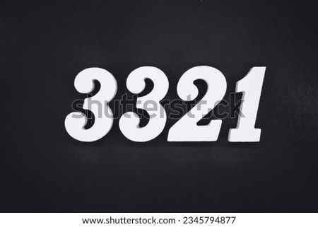 Black for the background. The number 3321 is made of white painted wood.