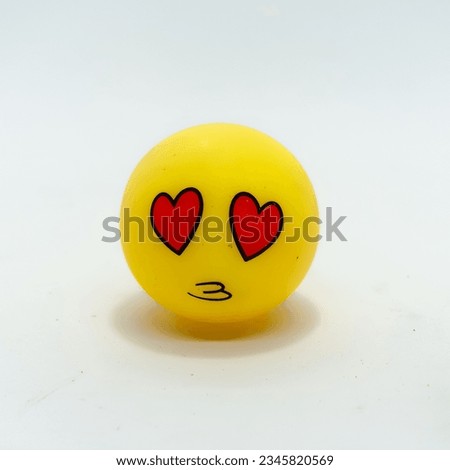 Yellow emoticon rubber toys  with facial expressions isolated in white  background , design for card , world emoji day 