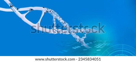 disrupted dna structure helix, deoxyribonucleic acid, molecular compounds, human genome, scientific chemical innovation, human genome research, development science, chromosome change, 3d render Royalty-Free Stock Photo #2345834051