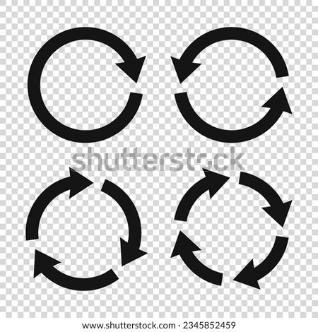 Recycle arrow icon vector illustration. Set of black circle vector arrows with transparent background. Arrow rotation symbol vector Icons Royalty-Free Stock Photo #2345852459