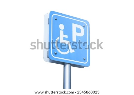 Blue parking sign for the disabled, isolate on a white background.
