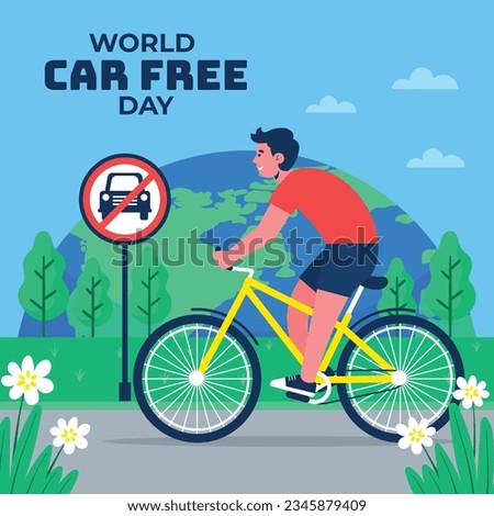 world car free day background. world car free day celebration. September 22. world car free day awareness Campaign. Vector illustration. Poster, Banner, card, social media post. walk or ride bicycle.