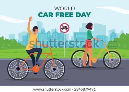 world car free day background. world car free day celebration. September 22. world car free day awareness Campaign. Vector illustration. Poster, Banner, card, social media post. walk or ride bicycle.