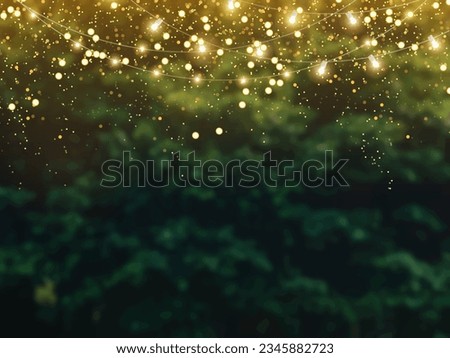 Emerald greenery forest foliage vector background. Green garden trees wedding invitation. Summer leaves card texture. Bokeh lights art.Rustic style save the date.Elegant outdoor party template garland Royalty-Free Stock Photo #2345882723