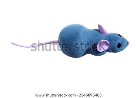 model mouse, gray with pink ears, small mouse toy, isolated on white background
