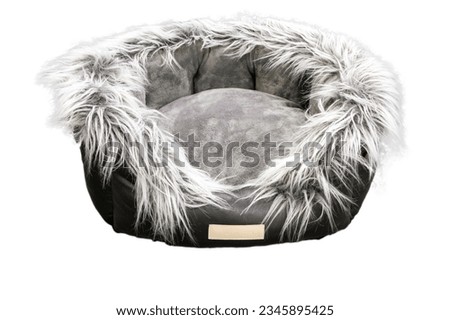 pet bed, panda cat shape, white black brown, home. isolated on white background