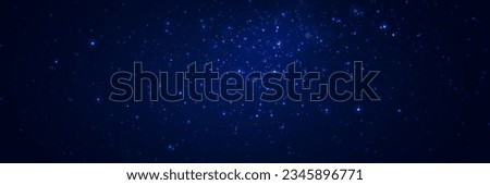 Abstract background. Beautiful blue starry sky. The stars glow in total darkness. Fantasy galaxy. Shiny magical dust particles. Vector illustration