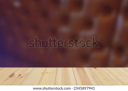 Empty Wood Plate Top Table On Abstract Blurry Cafe Restaurant