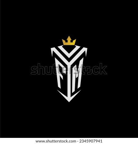 FM monogram logo initial for shield  crown style design