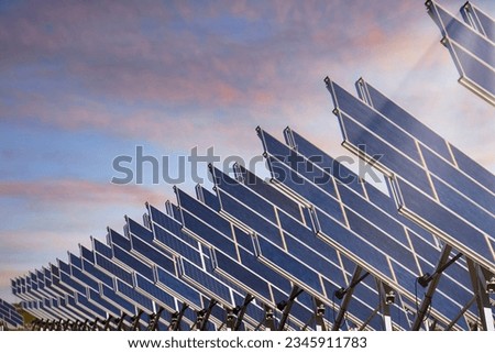 View of the photovoltaic Plant, Castilla La Mancha, Spain, Europe. Royalty-Free Stock Photo #2345911783