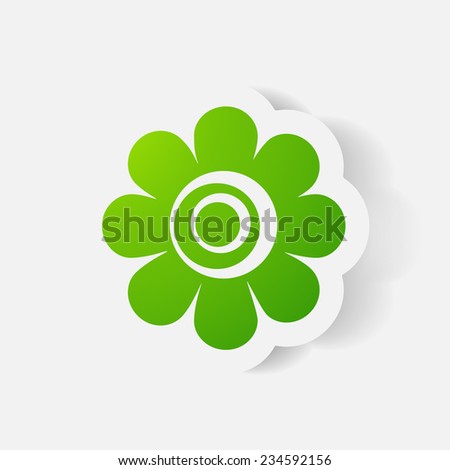 Realistic paper sticker: flowers. Isolated illustration icon