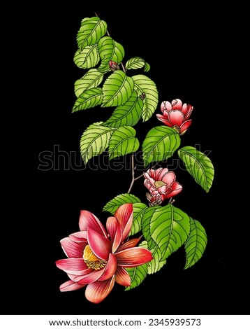 Digital motif flower design flow work and water flower motif design nice and beautiful colors total draw multicolor and family color motif flower design Illustration