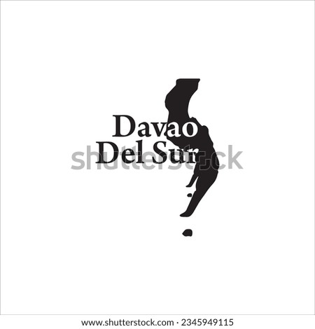 Davao Del Sur Philippines map and black lettering design on white background