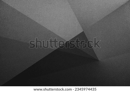 Black white dark gray abstract background. Geometric pattern shape. Line triangle polygon angle. Gradient. Shadow. Matte. 3d effect. Rough grain grungy. Design. Template. Presentation. Royalty-Free Stock Photo #2345974435