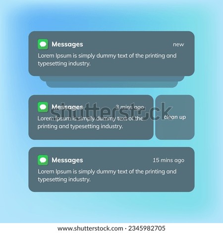 Push notification message on mobile phone on light background, smartphone mobile phone sms popup with updated check mark.  Royalty-Free Stock Photo #2345982705