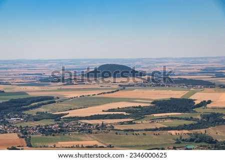 Aerial photo of "Rip or Říp" mountain, close to Roudnice town. Czech Republic.