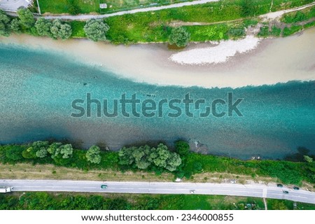 Aerial View of two rivers. Drina and Cehotina. Nature Landscape.