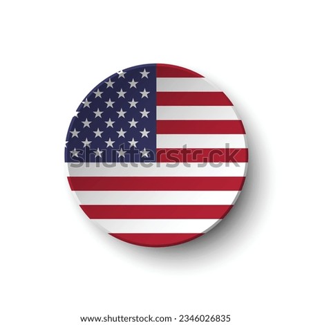 The American flag. Button flag icon. Standard color. Circle icon flag. 3d illustration. Computer illustration. Digital illustration. Vector illustration.
