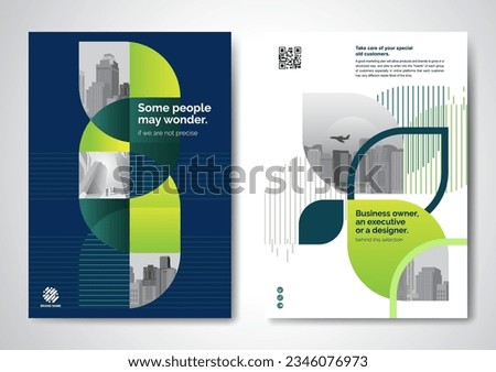 Template vector design for Brochure, AnnualReport, Magazine, Poster, Corporate Presentation, Portfolio, Flyer, infographic, layout modern with Green color size A4, Front and back, Easy to use. Royalty-Free Stock Photo #2346076973