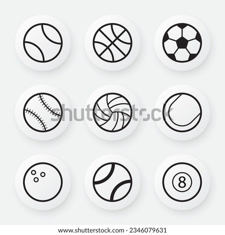 Ball icon set. Sports ball icon. Ball vector art.