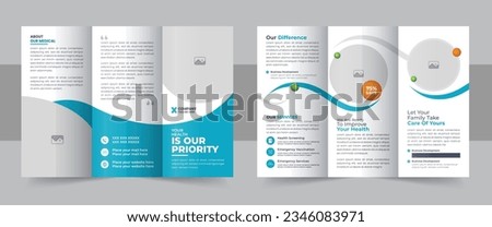 Medical Clinic Trifold Brochure flyer Layout, Medical and healthcare trifold brochure template. Modern Clinic, Healthcare, Medical Trifold Brochure Template
