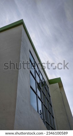 View of Building facade and blue sky background 