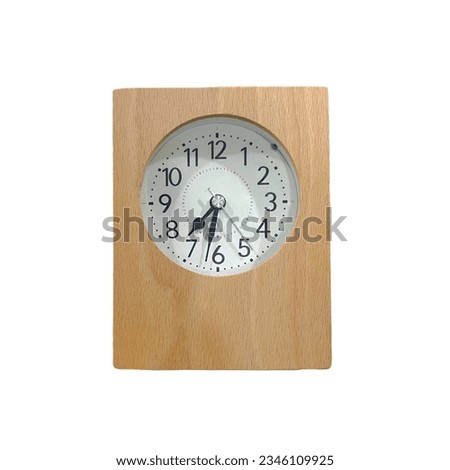 A wooden wall clock isolated on white background