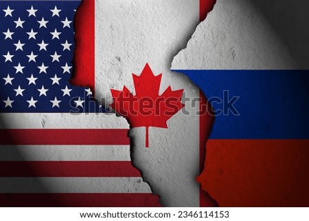 Canada between America and Russia. America Canada Russia.