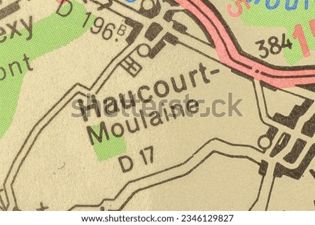 Haucourt-Moulaine, Luxembourg atlas map town plan pencil sketch