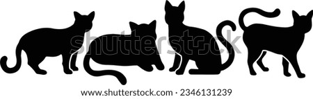 cat poses silhouette vector collection