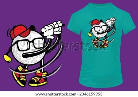 Golf ball playing golf. Vector illustration for tshirt, website, print, clip art, poster and print on demand merchandise.