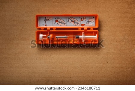 glucagon syringe used for hypoglycemia in type 1 diabetics Royalty-Free Stock Photo #2346180711
