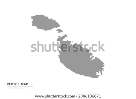Grey silhouette of Malta map on white background vector. Royalty-Free Stock Photo #2346186871