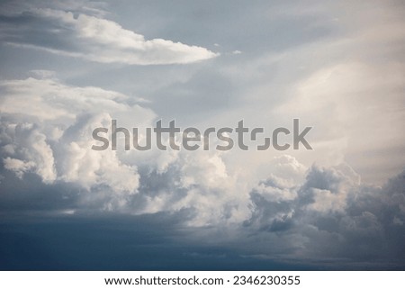 Dramatic, dark, blue cloudy sky overlay, Sky-overlays. Dramatic sky and lightning. Bad weather with dark clouds. Rain And Thunderstorm In Dramatic Sky, 